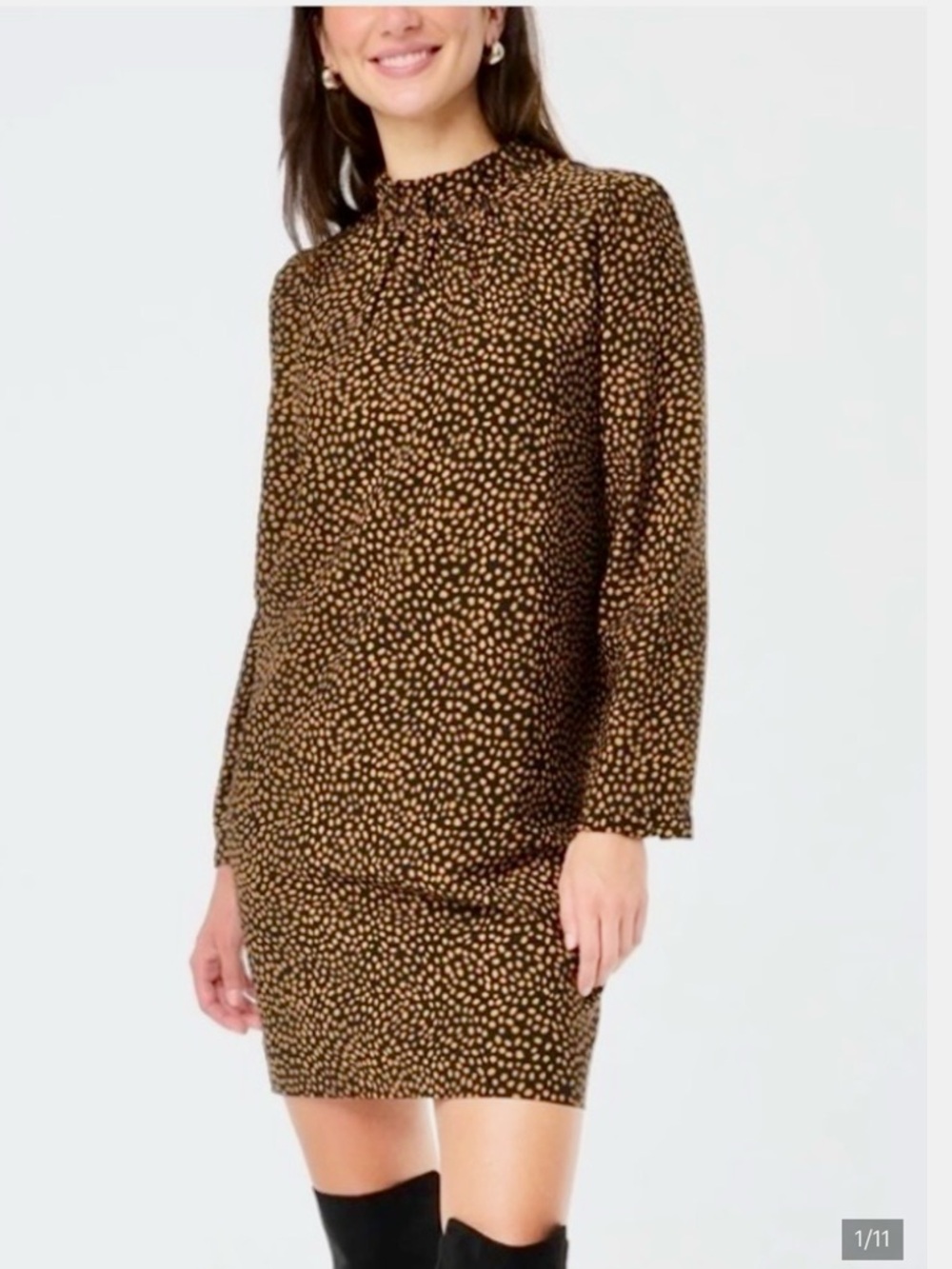 J. CREW FACTORY, Ruffleneck Shift Dress in Leopard Print, Size 4, New